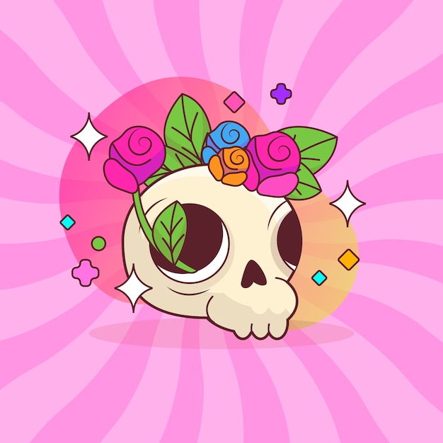 Free vector hand drawn skull  cartoon illustration