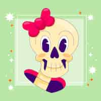 Free vector hand drawn skull cartoon illustration