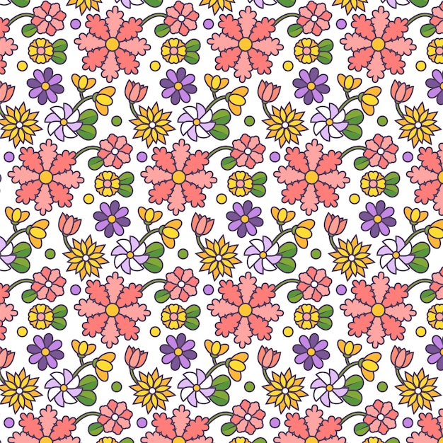 Hand drawn small flowers pattern