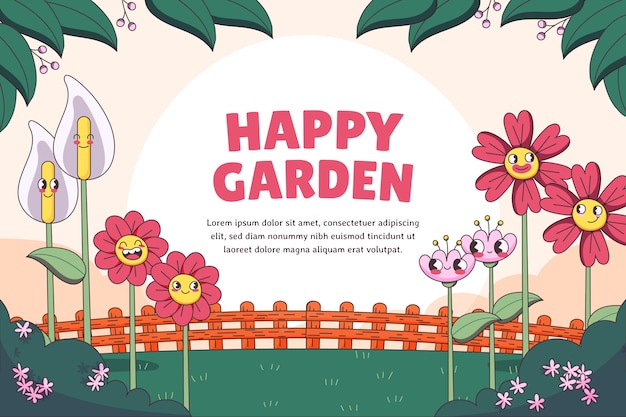 Free Vector hand drawn smiley face floral background