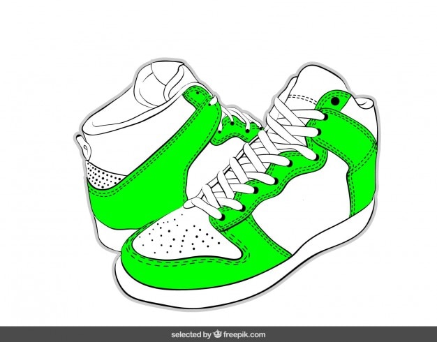 Free Vector hand drawn sneakers in green neon color