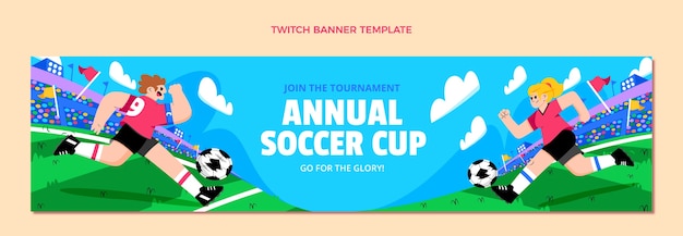 Free Vector hand drawn soccer cup twitch banner