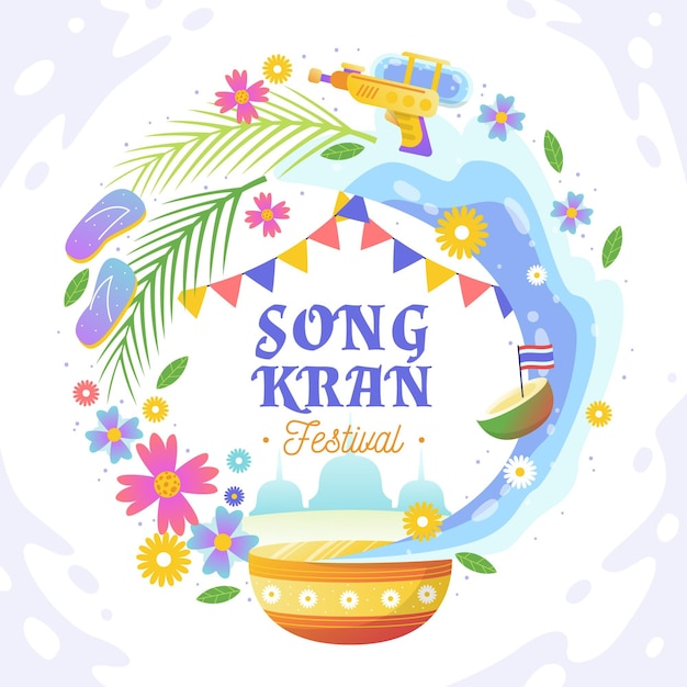 Hand drawn songkran illustration