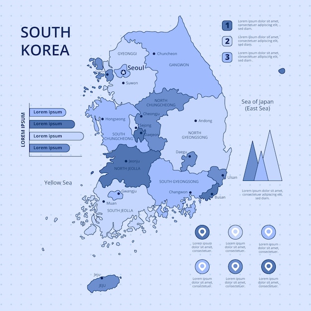 Free vector hand drawn south korea map illustration