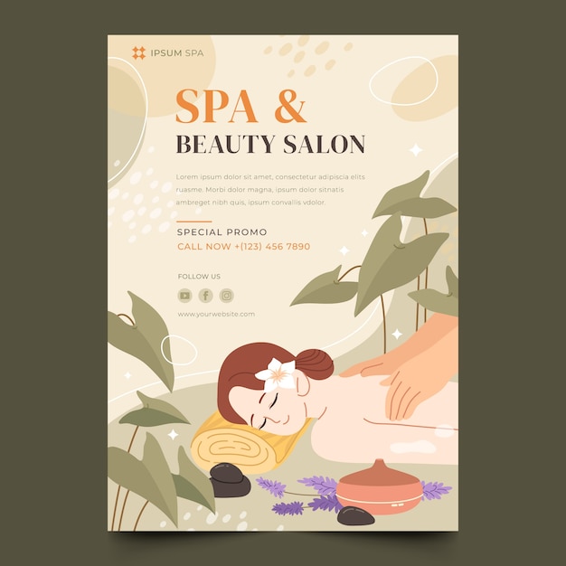 Free Vector hand drawn spa poster template