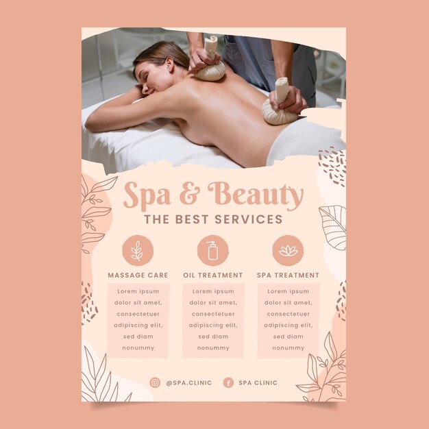 Hand drawn spa therapy poster template