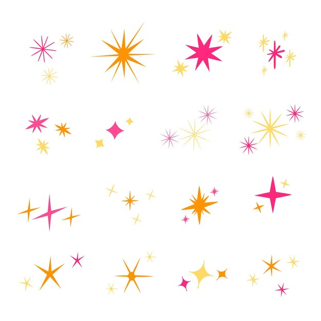 Hand drawn sparkling star collection