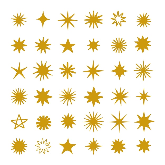 Free vector hand drawn sparkling star collection