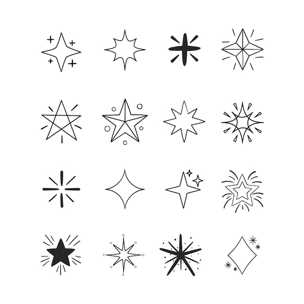 Free vector hand drawn sparkling stars collection