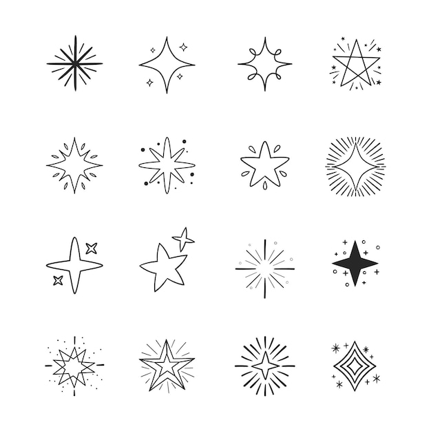 Free vector hand drawn sparkling stars collection