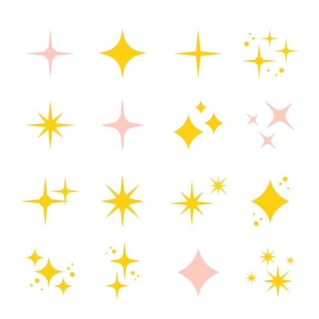 Hand drawn sparkling stars collection