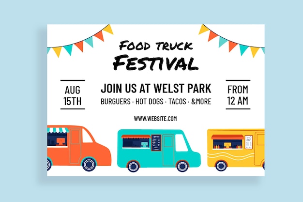 Hand drawn special food truck festival invitation template