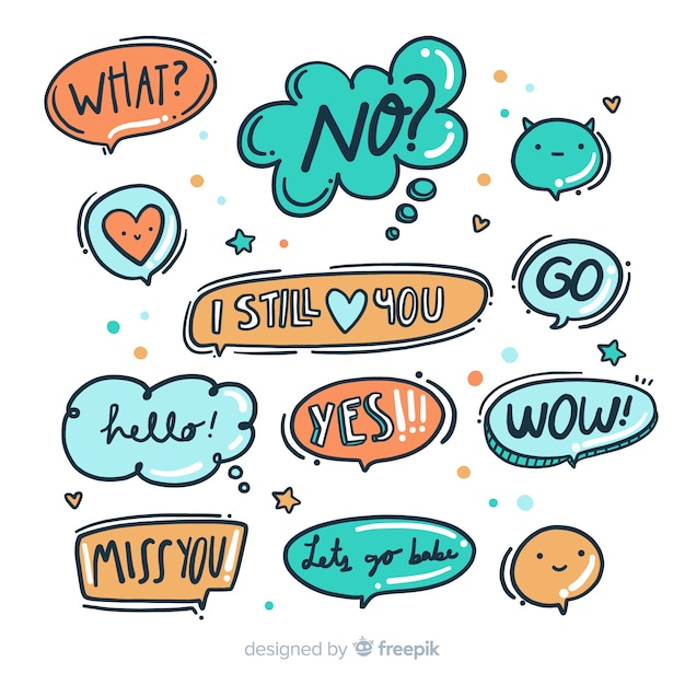 Free Vector hand drawn speech bubbles set