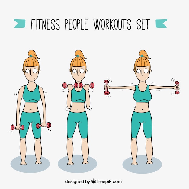 Free Vector hand drawn sporty girl doing exercises