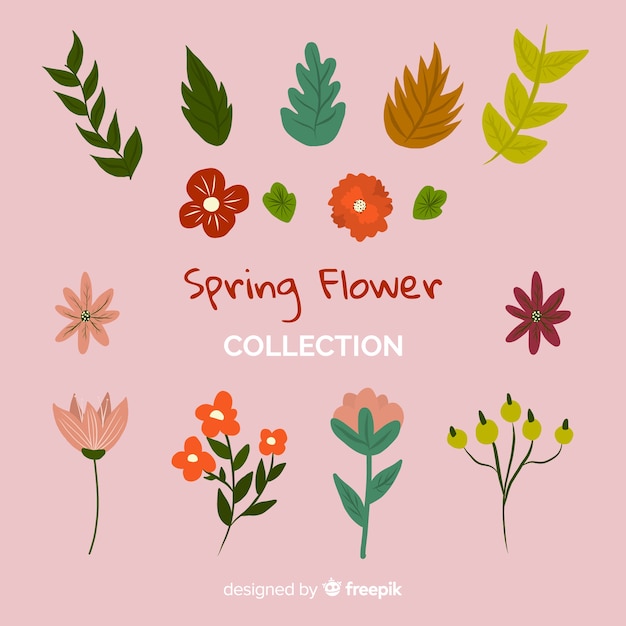 Free Vector hand drawn spring flowers collection