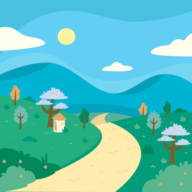 Free Vector hand-drawn spring landscape concept