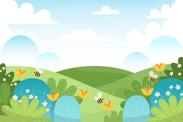 Free vector hand drawn spring landscape illustration