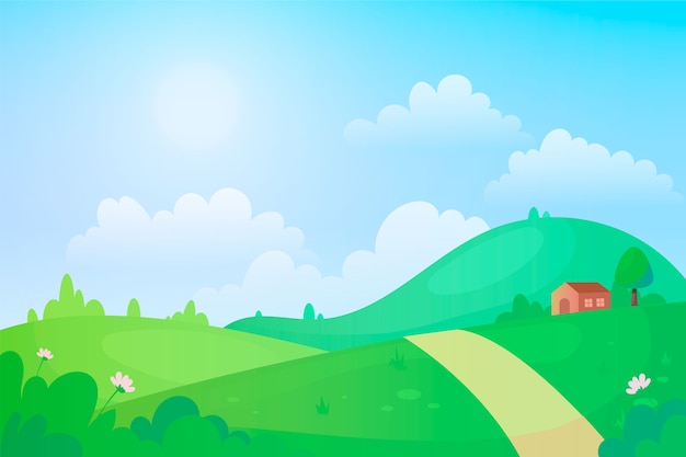 Free Vector hand drawn spring landscape