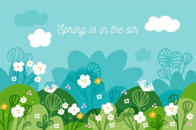 Free vector hand drawn spring landscape