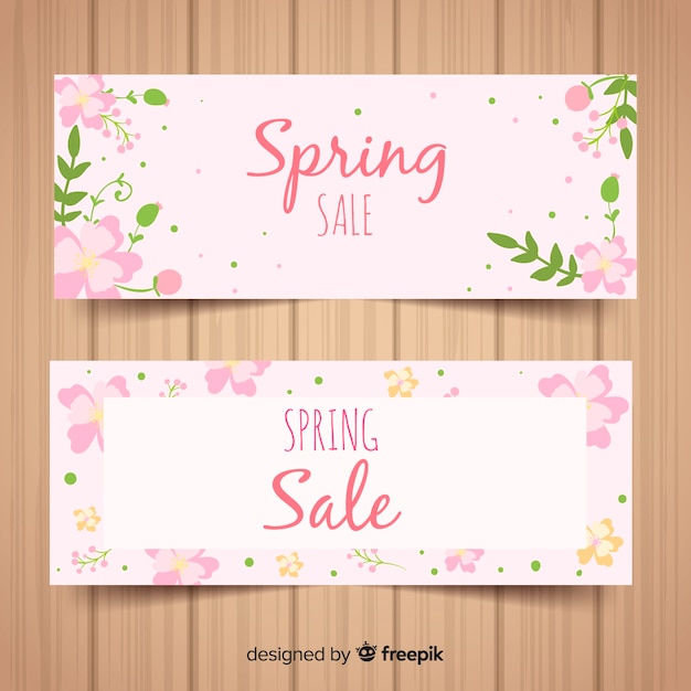 Free Vector hand drawn spring sale banner