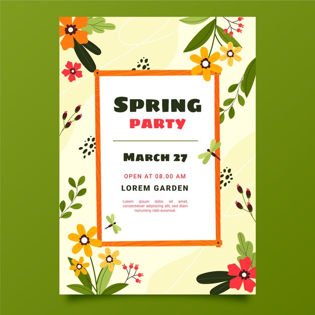 Hand drawn spring vertical poster template