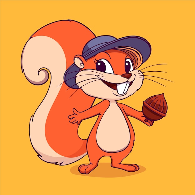 Free vector hand drawn squirrel cartoon illustration
