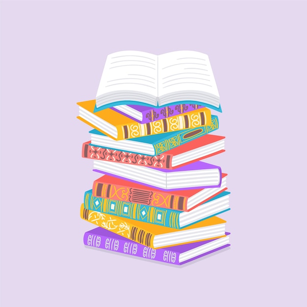 Free Vector hand drawn stack of books illustration