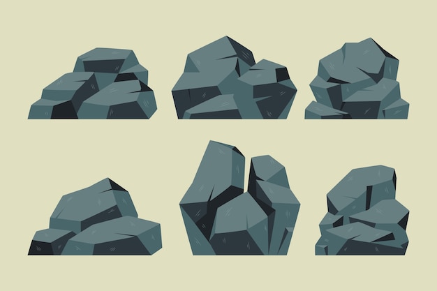 Free vector hand drawn stone rock outline set