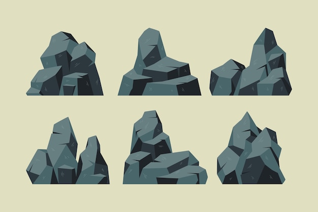 Free Vector hand drawn stone rock outline set