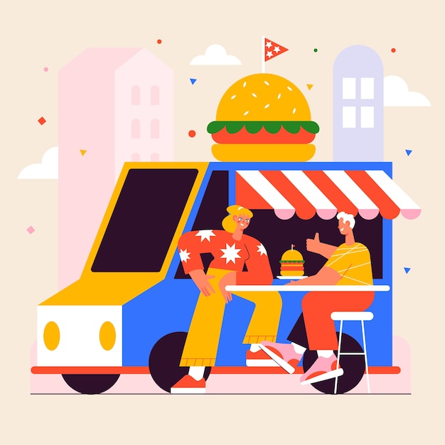 Free Vector hand drawn street food market illustration