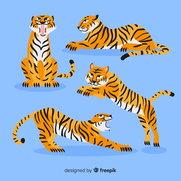 Free Vector hand drawn style tiger collection