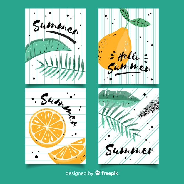 Free Vector hand drawn summer card collection