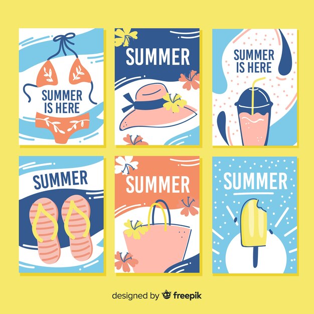 Hand drawn summer cards