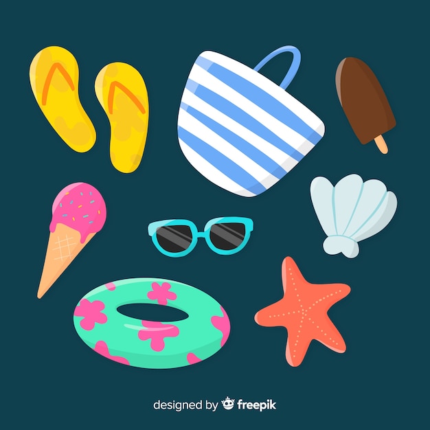 Free Vector hand drawn summer element collection