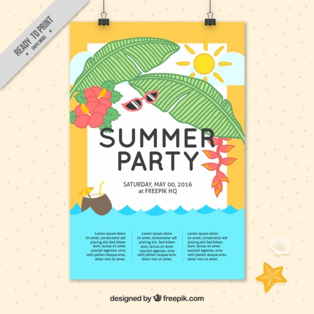 Free Vector hand drawn summer elements party poster