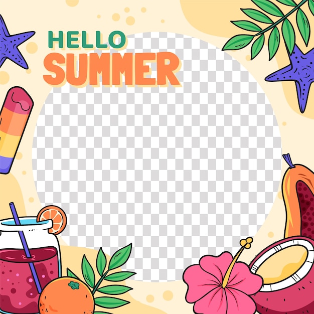 Hand drawn summer facebook frame