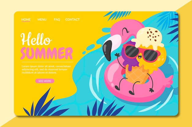 Free Vector hand drawn summer landing page template