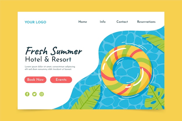 Free Vector hand drawn summer landing page template