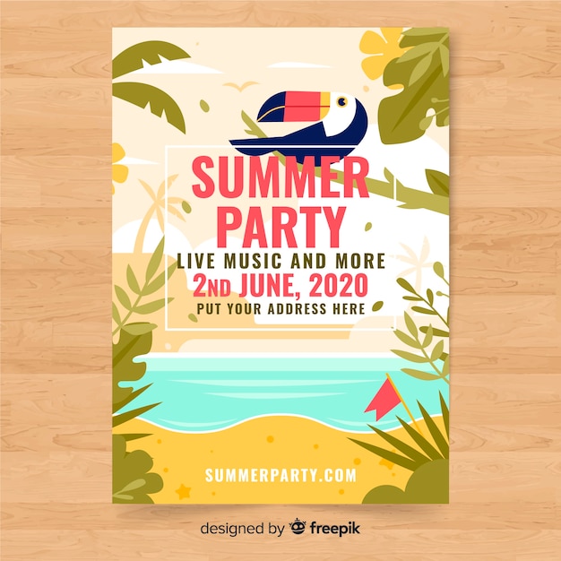 Free Vector hand drawn summer party poster template