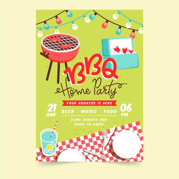 Hand drawn summer party poster template