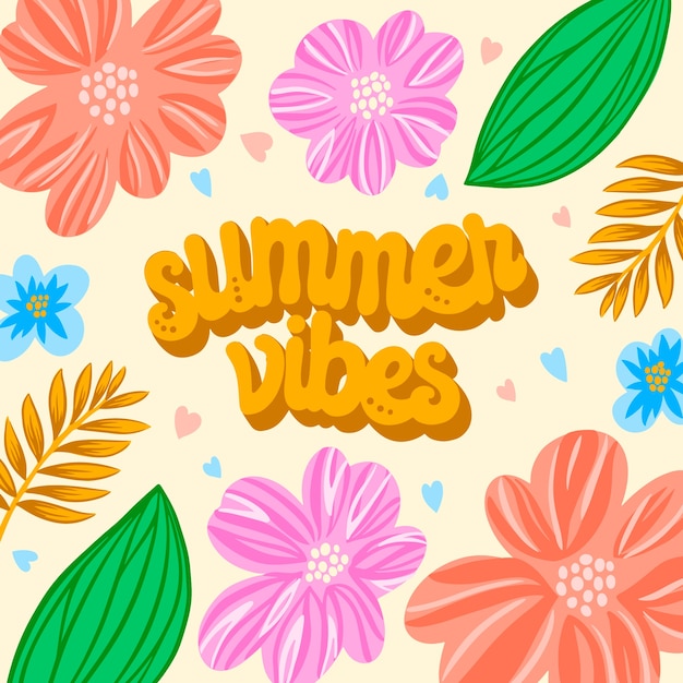 Free Vector hand drawn summer vibes lettering