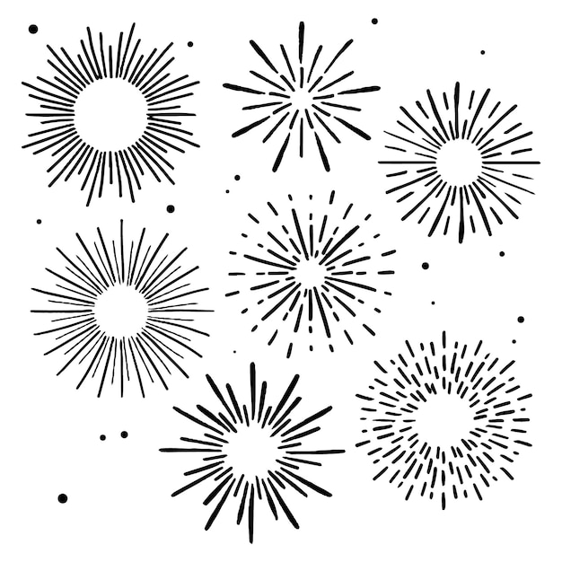 Free Vector hand drawn sunburst ornament set