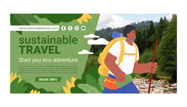 Hand drawn sustainable travel horizontal banner