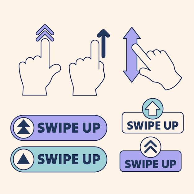 Hand drawn swipe up button set