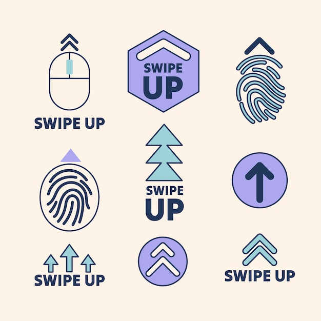 Hand drawn swipe up button set