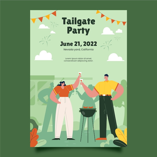 Free Vector hand drawn tailgate party flyer template