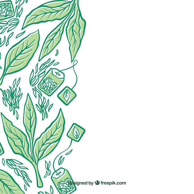 Free Vector hand drawn tea leaves background