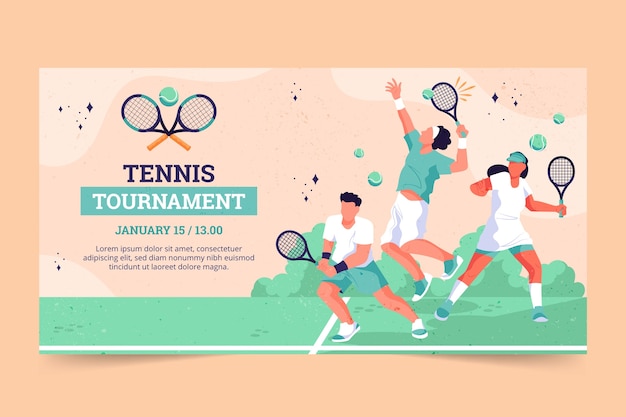 Free vector hand drawn tennis game facebook template