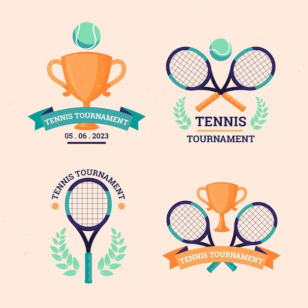 Free vector hand drawn tennis game labels