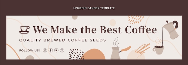 Hand drawn texture coffee shop linkedin banner